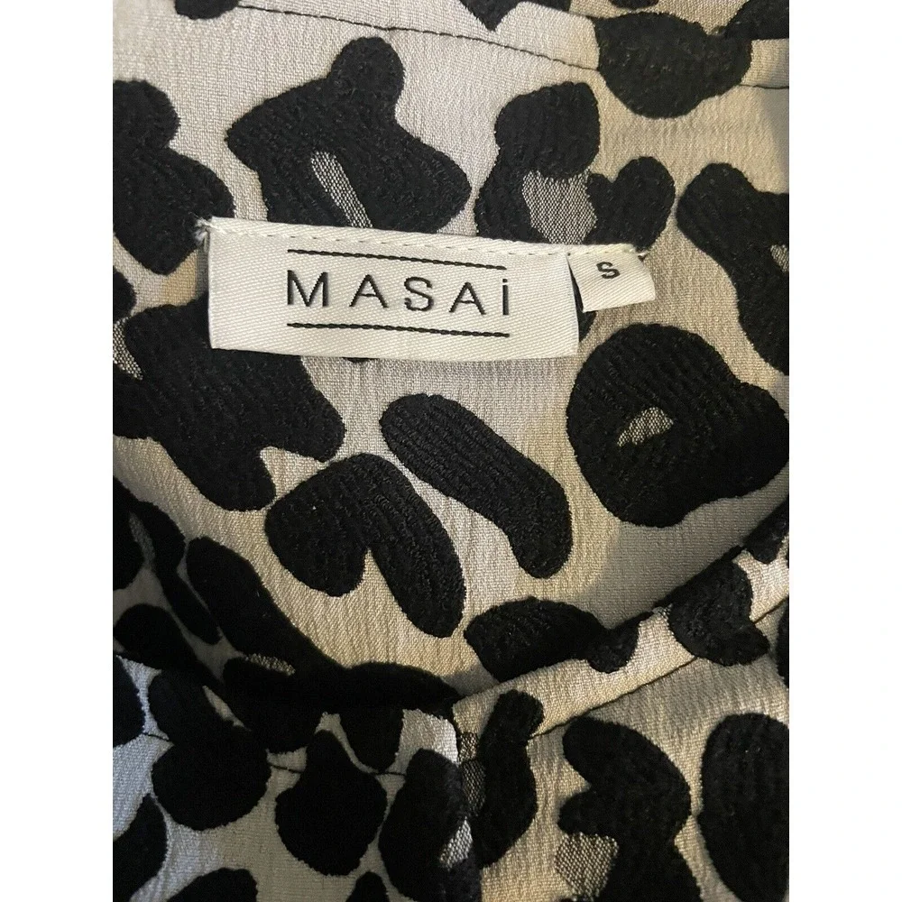 MASAI Copenhagen Jacket Blazer Overcoat Women's Size S Beige‎ Black Jacquard